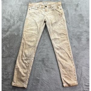 Free People Jeans Womens 28 (28x25) Beige Acid Skinny Low Rise Cotton Blend